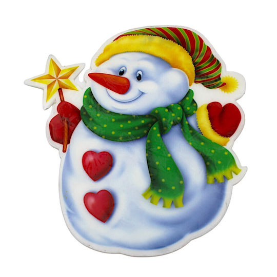 Christmas Decorative Gel Window Sticker Snowman 1pc 1epx2113