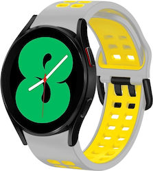 Samsung Galaxy Watch 4 44mm 20mm Αναπνεύσιμη Ζώνη Ρολογιών Σιλικόνης Δύο Χρωμάτων Γκρι+κίτρινο