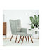 Bergère with Footstool Light Grey 61.5x69x95.5cm