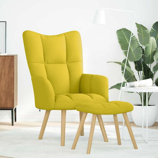 Armchair with Footstool Light Yellow 61.5x69x95.5cm