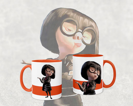 Keramiktasse Orange 330ml Design Edna Mode Die Tasse ist als Geschenk verpackt