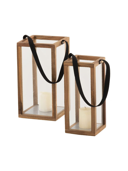 HomeMarkt Tabletop Glass Lantern Beige 21x21x40cm