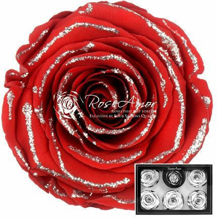 Παντοτινό Τριαντάφυλλο Glitter Silver Red 6τμχ Fankon Flowers