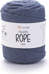 Yarnart Macrame Rope 5mm 761 Μπλε Ραφ