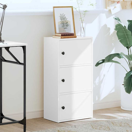 Bodenstehender Wohnzimmerschrank aus Spanplatte Weiß 40x24x77cm