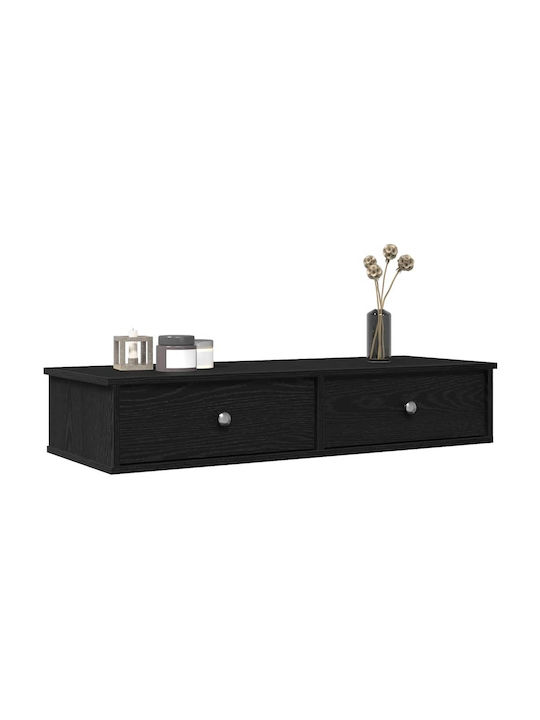 Shelf Wall Black Velvet-Black Metal 100x37.5x19cm