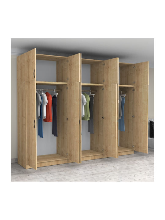 Sechs Türen Kleiderschrank Victoria mit Aufsatz Natural Beech 300x60x240cm