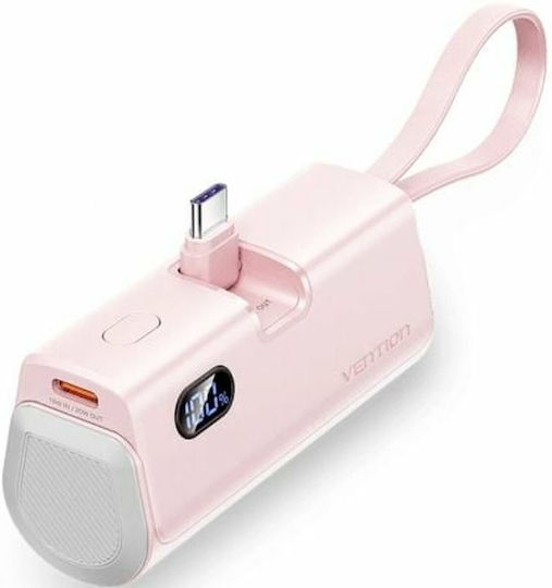 Vention FHQP0 Power Bank 4800mAh 20W Mit USB-C Ausgangsanschlüsse Power Delivery / Schnellladung Rosa