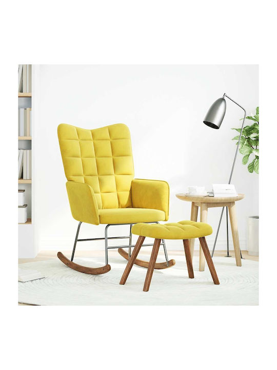 Schaukelstuhl mit Fußhocker Samt Yellow 61x78x98cm