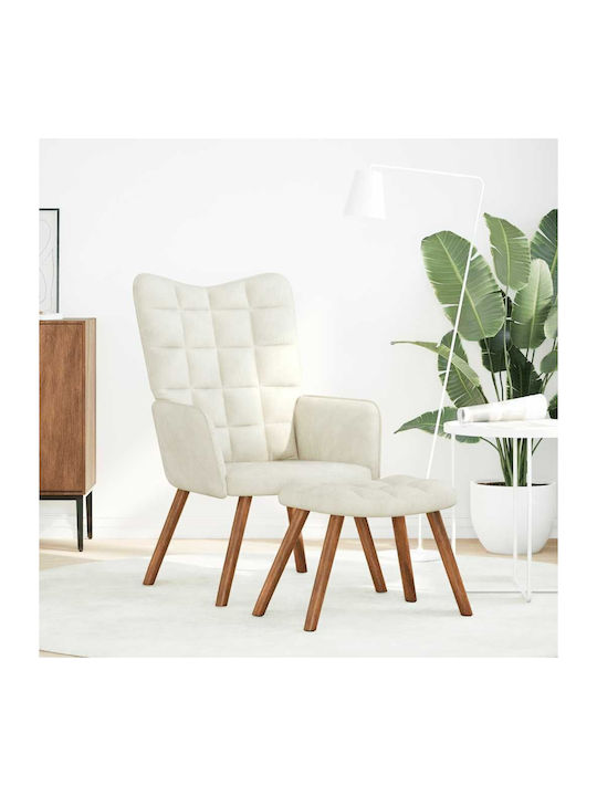 Sessel mit Fußhocker Samt Crem 61.5x69x95.5cm