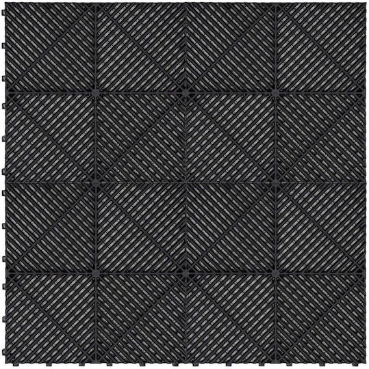 Belüftete Garagenbodenfliesen X 120 Kanten Schwarz