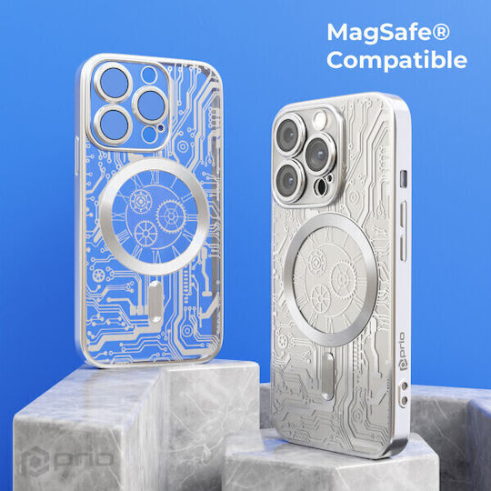 Prio Elegant Magsafe Silicone Back Cover Silver for iPhone 16 Pro Max