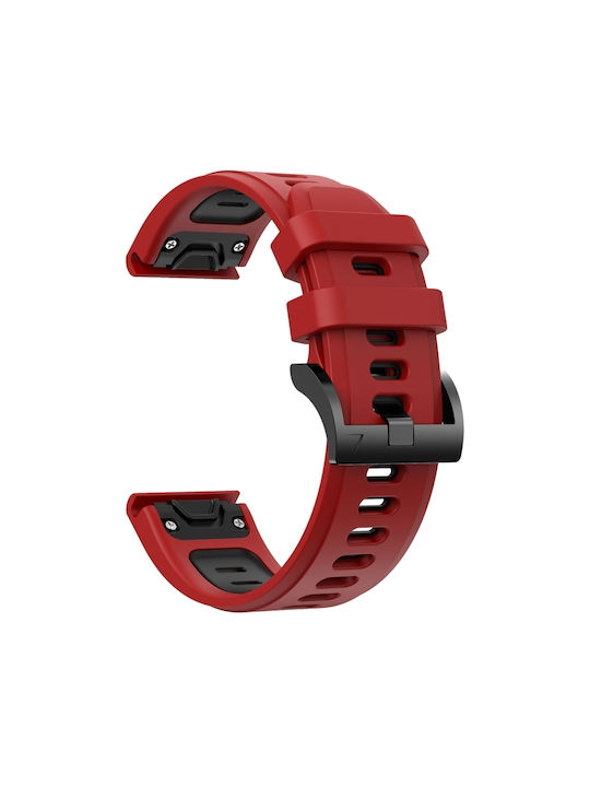 Garmin Fenix ​​7x Solar 26mm Δίχρωμη Αθλητική Ζώνη Ρολογιών Σιλικόνης Κόκκινο+μαύρο