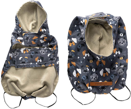 Woofmoda Кучешки палта Водоустойчиво Худи Сив Medium / XSmall с дължина на гръбчето 33 см.
