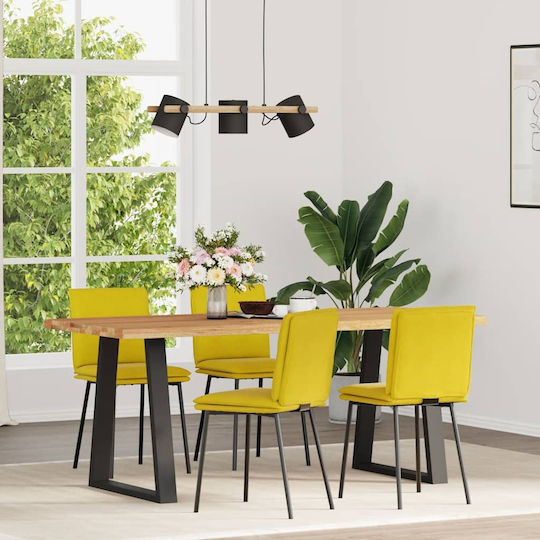 Scaune Sala de mese Catifelate Galben 4buc 45x54x83buc
