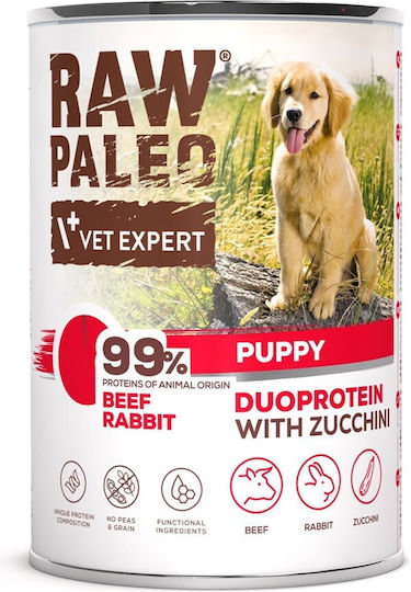 Raw Paleo Влажна Храна за Кученца в Може да с Говеждо месо, Заек и Месо без Зърнени и Глутен 400гр