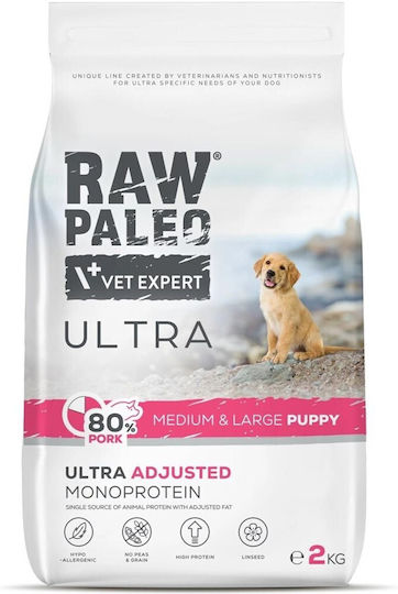 VetExpert Raw Paleo 2kg Ξηρά Τροφή χωρίς Σιτηρά για Κουτάβια Μεσαίων & Μεγαλόσωμων Φυλών με Χοιρινό