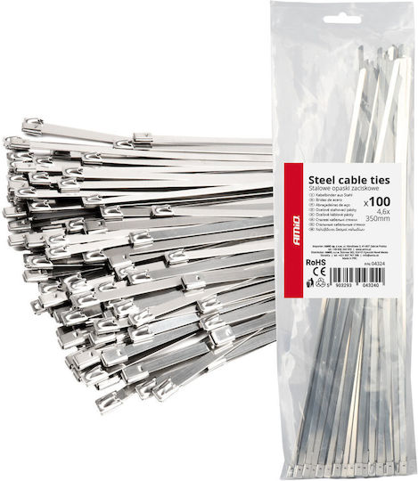 AMiO Kabelbinder Kunststoff 350mmx4,6mm in Grau Farbe (100Stück) (04324)
