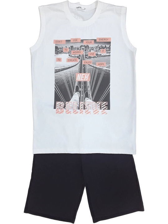 Nek Kids Wear Kids Clothing Set with Shorts White 2 Pieces