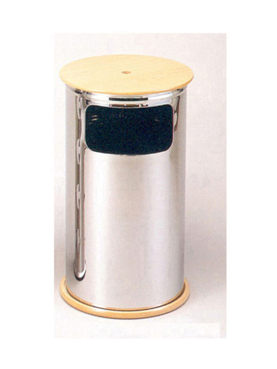 Office Metal Waste Bin Silver 28x28x50cm