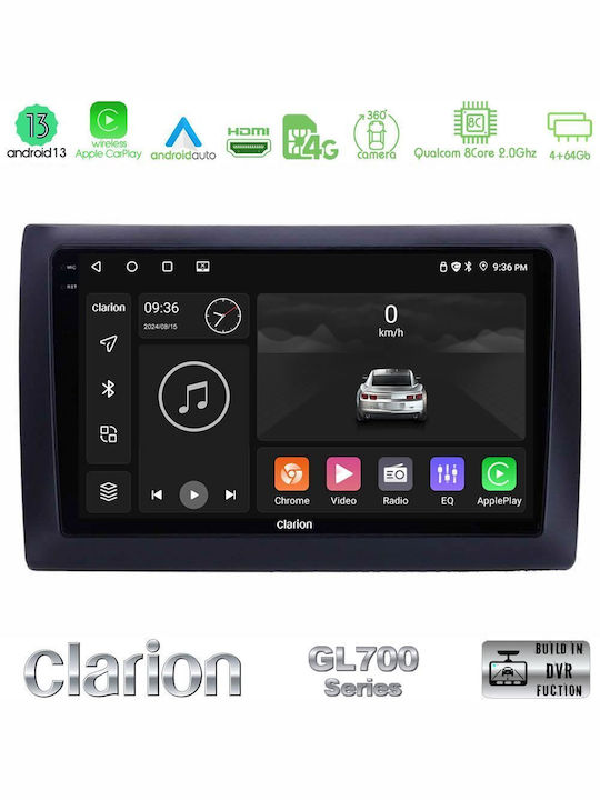 Clarion Sistem Audio Auto pentru Fiat Stilo 2001-2008 (Bluetooth/USB/WiFi/GPS/Apple-Carplay/Android-Auto) cu Ecran Tactil 9"