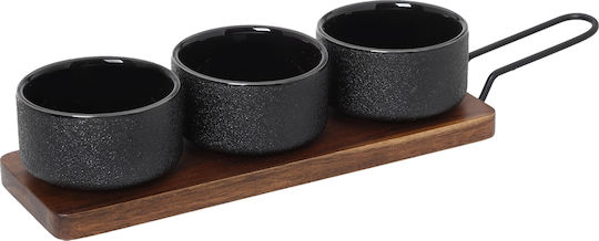 Cryspo Trio Porcelain Dessert Divided Serving Tray with 3 Slots Black Ø6cmxY6cm 10x28x6cm Cryspo Trio Porcelain Dessert Divided Serving Tray with 3 Slots Black Ø6cmxY6cm 10x28x6cm