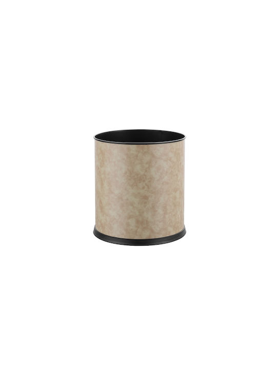 Καλάθι Δωματίου Φ22.5xυ25.5cm Inox & Συνθ Δέρμα Μπεζ Rd04