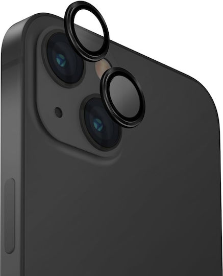 Spacecase Quickfit 2pcs Protecție Cameră Tempered Glass Black pentru iPhone 15, iPhone 15 Plus