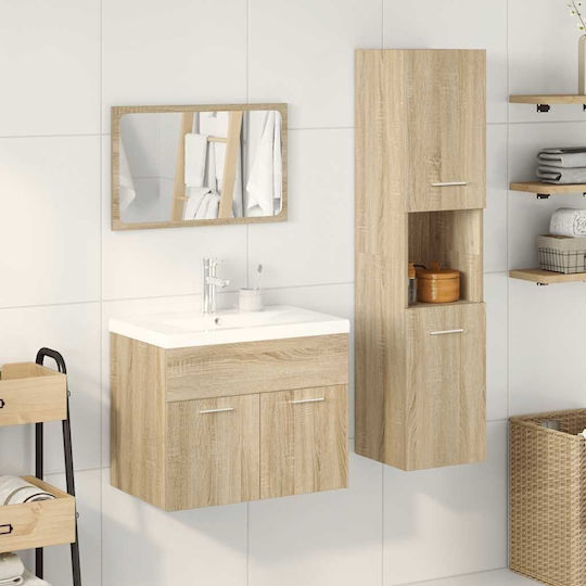 vidaXL Waschtisch mit Waschbecken, Spiegel & Säule L61xB18xH39cm Coffee