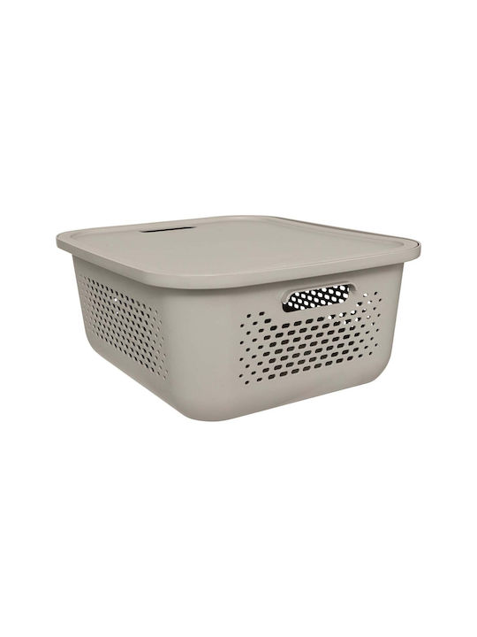 5Five Storage Basket Plastic with Lid Beige 13.9lt 1pcs