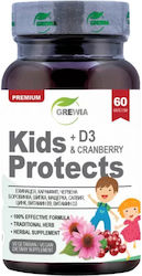 Grewia Kids Protects with D3 & Cranberry Витамин Cranberry 60 капси