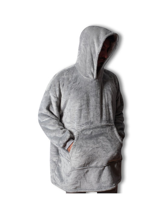 Silk Fashion Fleece Blanket with Sleeves Grey