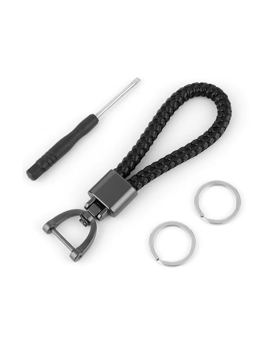 Amalfi Accessories Black Leather Keychain
