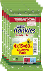 ΜΕΓΑ Wet Hankies Antibacterial Μαντηλάκια 4x15τμχ