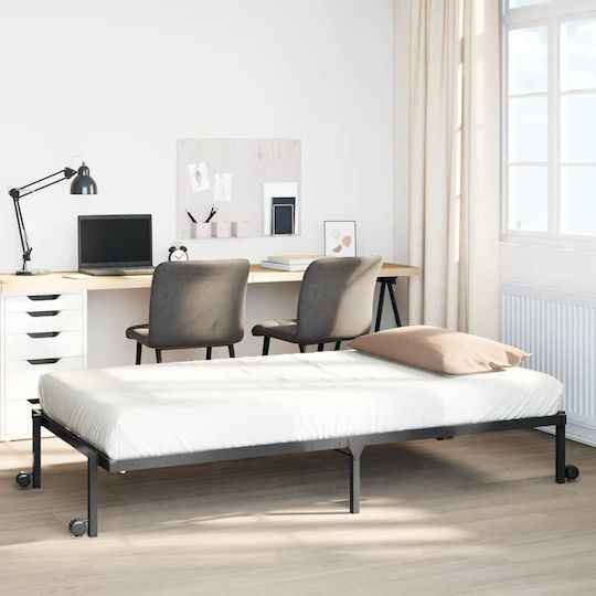 Folding Guest Bed Without Mattress Semi-Double Black 203x107cm