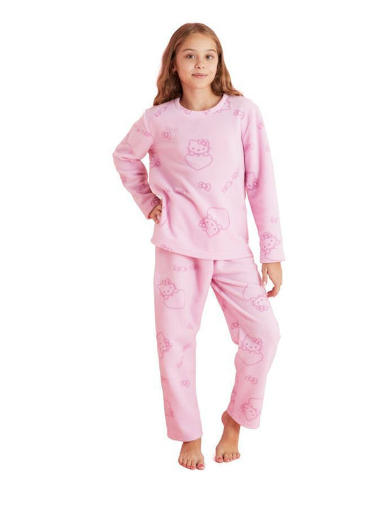 Siyah Inci Παιδική Πιτζάμα Χειμωνιάτικη Fleece Ροζ