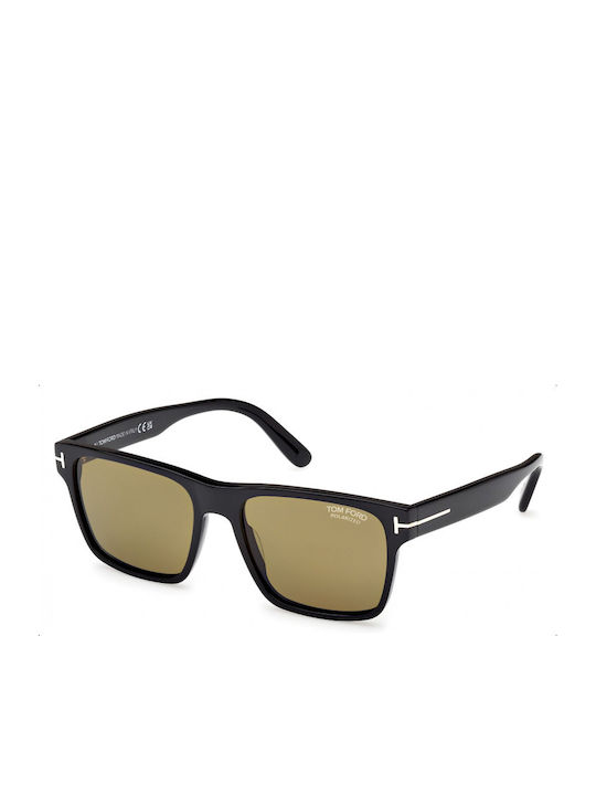 Tom Ford Men's Sunglasses with Black Horn-Rimmed Frame and Brown Gradient Lenses FT1205 01H