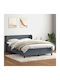 Doppelbett Bezogen mit Stoff Dunkelgrau mit Lattenrost & Matratze 160x210cm