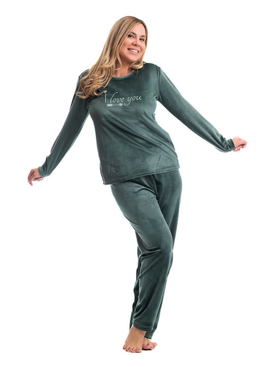 Asel Winter Damen Pyjama-Set Khaki