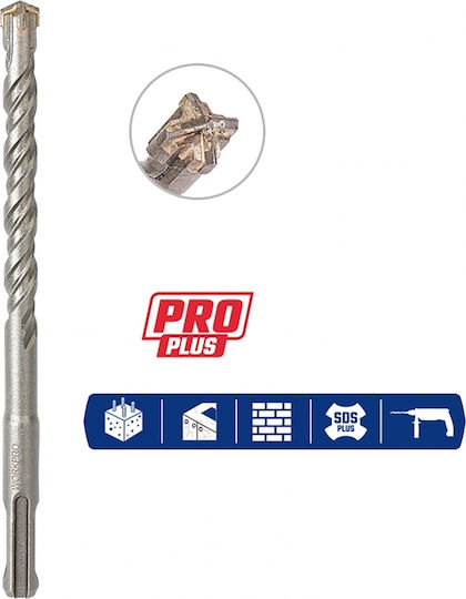 WorkPro Four-Cut Drill with SDS Plus Shank for Masonry, Glass and Tiles 10x250mm