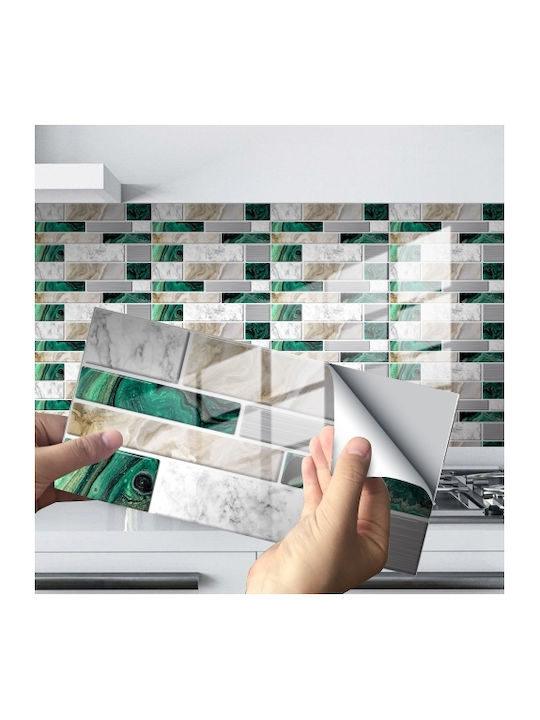 12 Pcs 10 X 20 Cm Floor Sticker Brick Pattern Crystal Film Glossy Tile Floor Sticker Kit024