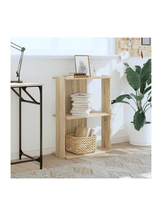 Βιβλιοθήκη 3 Επιπέδων Sonoma Δρυς 60x30x80 Εκ Επεξεργ Ξύλο Καφέ 60 X 30 X 80 Cm