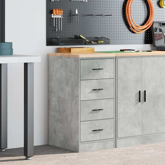 vidaXL Office Storage Drawer from Solid Wood Grey 40x51x85cm
