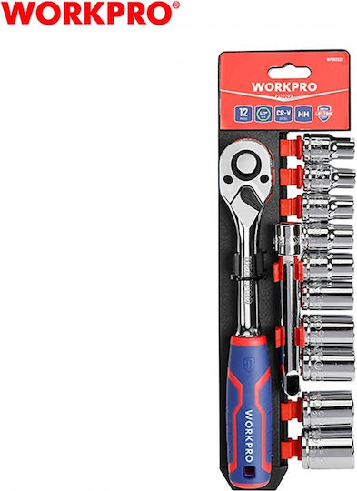 WorkPro Ратчетни и гнездови гарнитури 1\2" 12бр