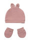 Kinder Mütze Set Stoff Rosa für Neugeborene