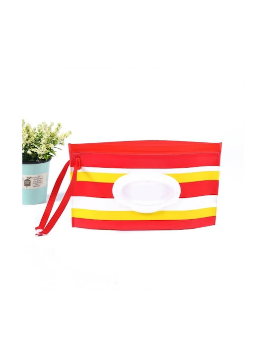 Baby Eva Wet Wipes Bag Portable Flip Αφαιρούμενο Υγειονομικό Υγρό Μαντηλάκι Τσάντα Κόκκινη Κίτρινη Λωρίδα