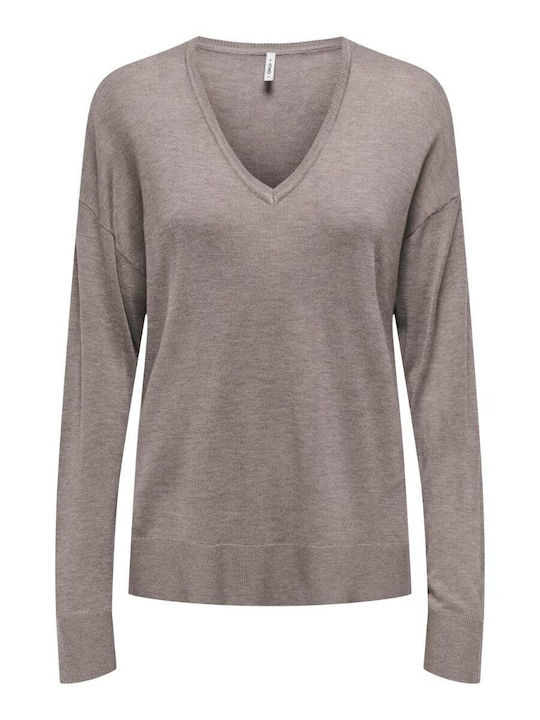 Only Vienna Damen Langarm Pullover mit V-Aussch...