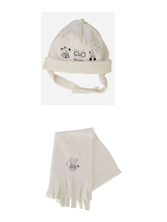 Kids Beanie Set with Scarf Fabric Beige