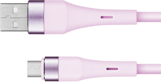 USB кабел MicroUSB 1 м розов силикон Kruger&Matz Basic