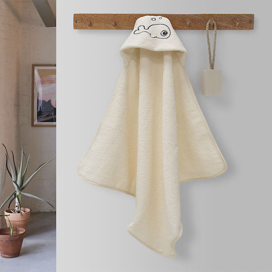 Lino Home Детска Шапка-Мехенце Худи Fish Екрю 75x75см